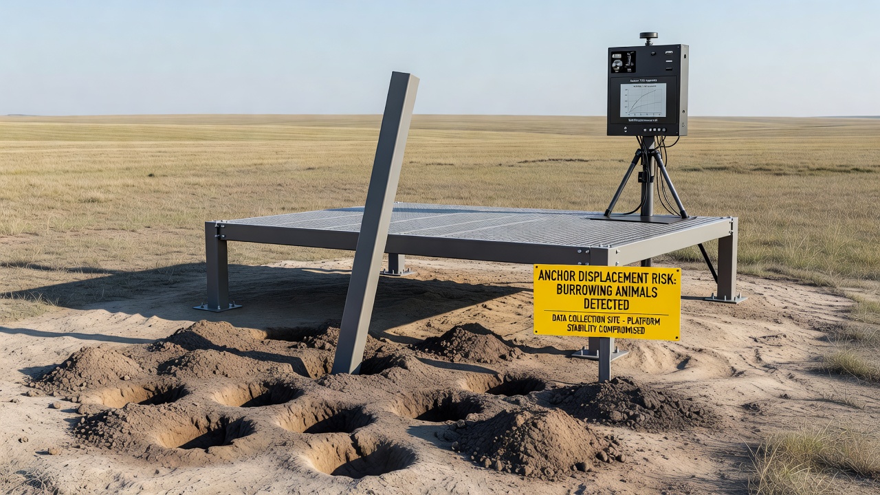 Data on Anchor Displacement Caused by Burrowing Animals in Freestanding Outdoor Platform Installations