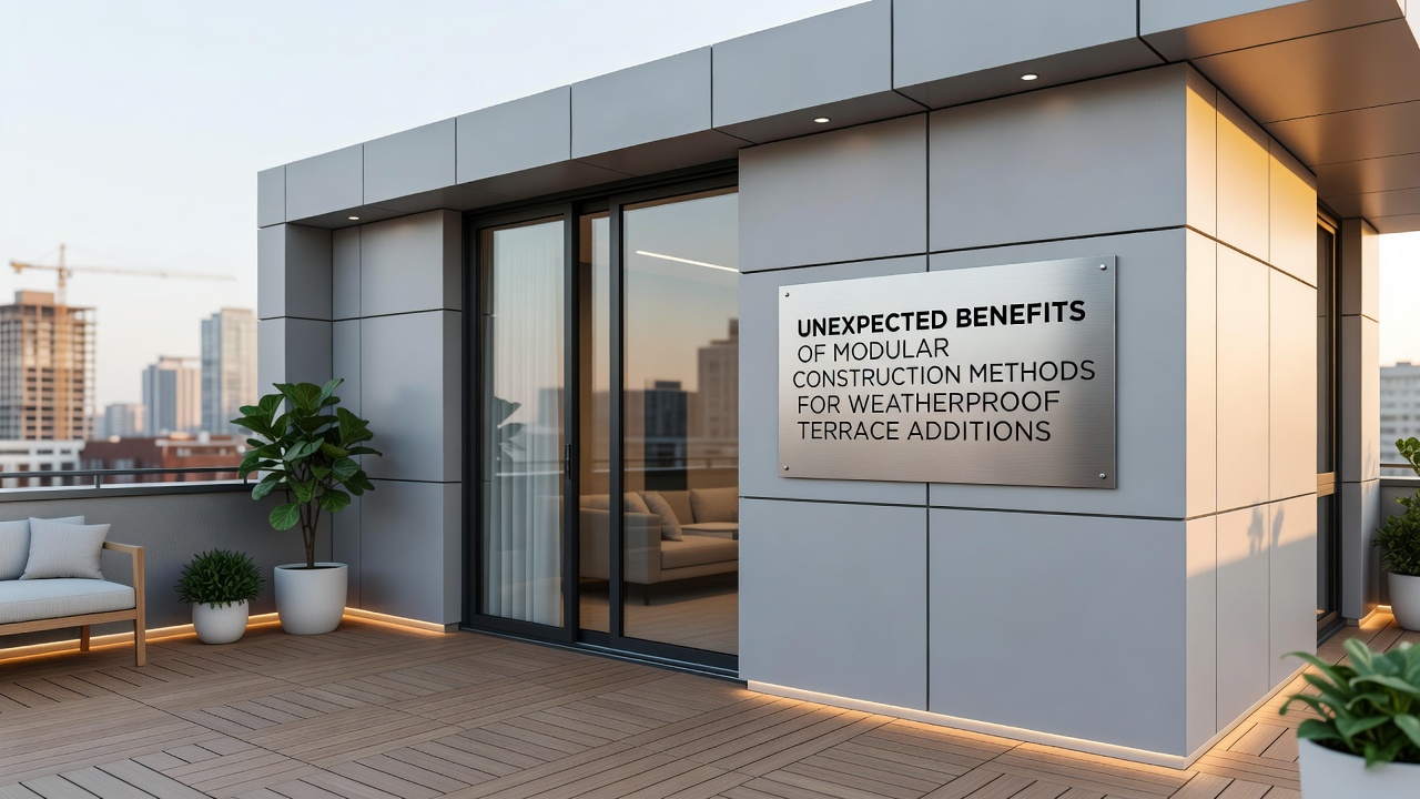 Close-up view of interlocking modular panels on a weatherproof terrace addition